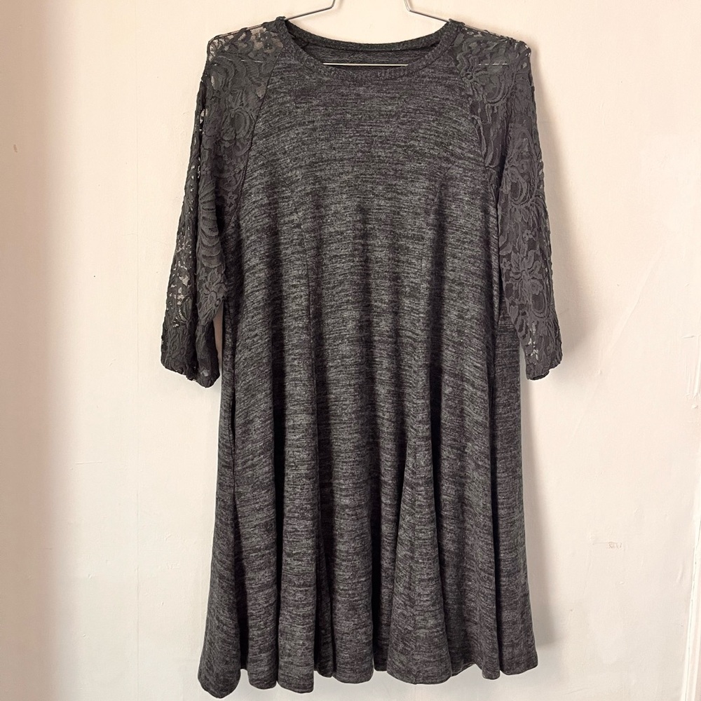 Torrid Charcoal Lace Sleeve Dress super soft